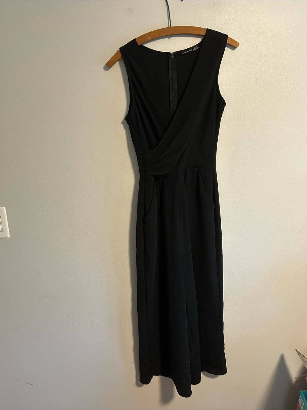 (3/$20) Black tape small black wrap vneck sleeveless pants romper